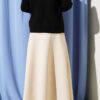 Belted Scuba Flared Skirt Beige - الصورة 3