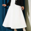 Belted Scuba Flared Skirt White