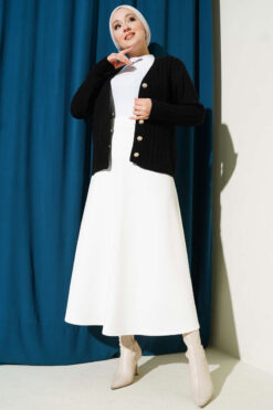 Alternative view of Belted Scuba Flared Skirt White