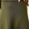 Belted Scuba Flared Skirt Khaki - Image 4