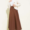 Belted Scuba Flared Skirt Brown – Image 2