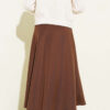Belted Scuba Flared Skirt Brown – Image 3