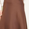 Belted Scuba Flared Skirt Brown – Image 4