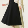 Belted Scuba Flared Skirt Black