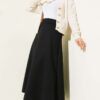 Belted Scuba Flared Skirt Black – Image 2