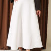 Elastic Waist Scuba Flared Skirt Ecru
