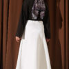 Elastic Waist Scuba Flared Skirt Ecru - Imagen 3