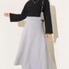 Elastic Waist Scuba Flared Skirt Grey - Image 2