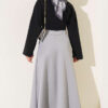 Elastic Waist Scuba Flared Skirt Grey - Image 3