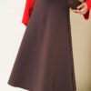 Elastic Waist Scuba Flared Skirt Brown