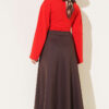 Elastic Waist Scuba Flared Skirt Brown - Image 3