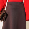 Elastic Waist Scuba Flared Skirt Brown - Image 4