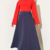 Elastic Waist Scuba Flared Skirt Navy Blue – Bild 2