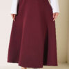 Elastic Waist Scuba Flared Skirt Plum