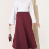 Elastic Waist Scuba Flared Skirt Plum – Image 2
