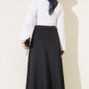 Elastic Waist Scuba Flared Skirt Black – Bild 3
