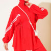 Elastic Waistband Two-Piece Set with Stripe Details Red – Bild 2