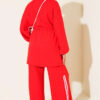 Elastic Waistband Two-Piece Set with Stripe Details Red – Bild 4
