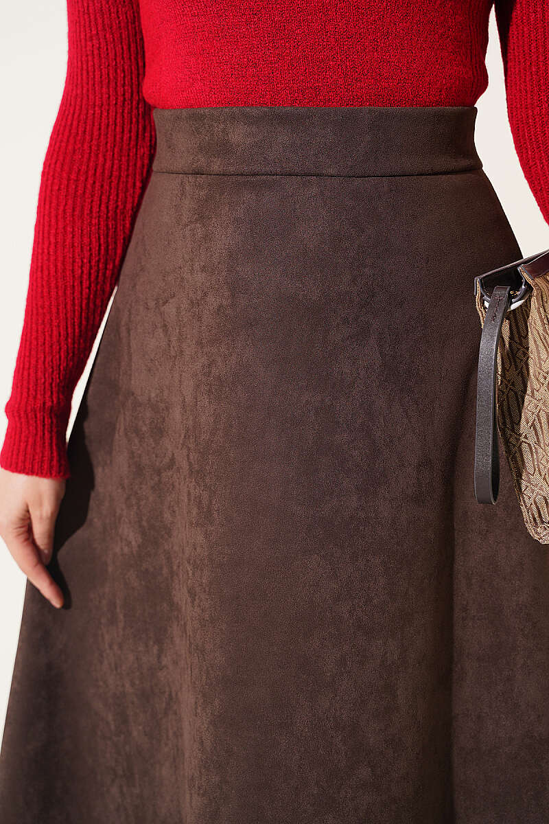 Belted Suede Skirt Dark Brown – Bild 4