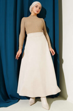 Alternative view of Belted Suede Skirt Beige