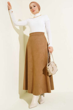 Alternative view of Belted Suede Skirt Camel