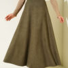 Belted Suede Skirt Khaki