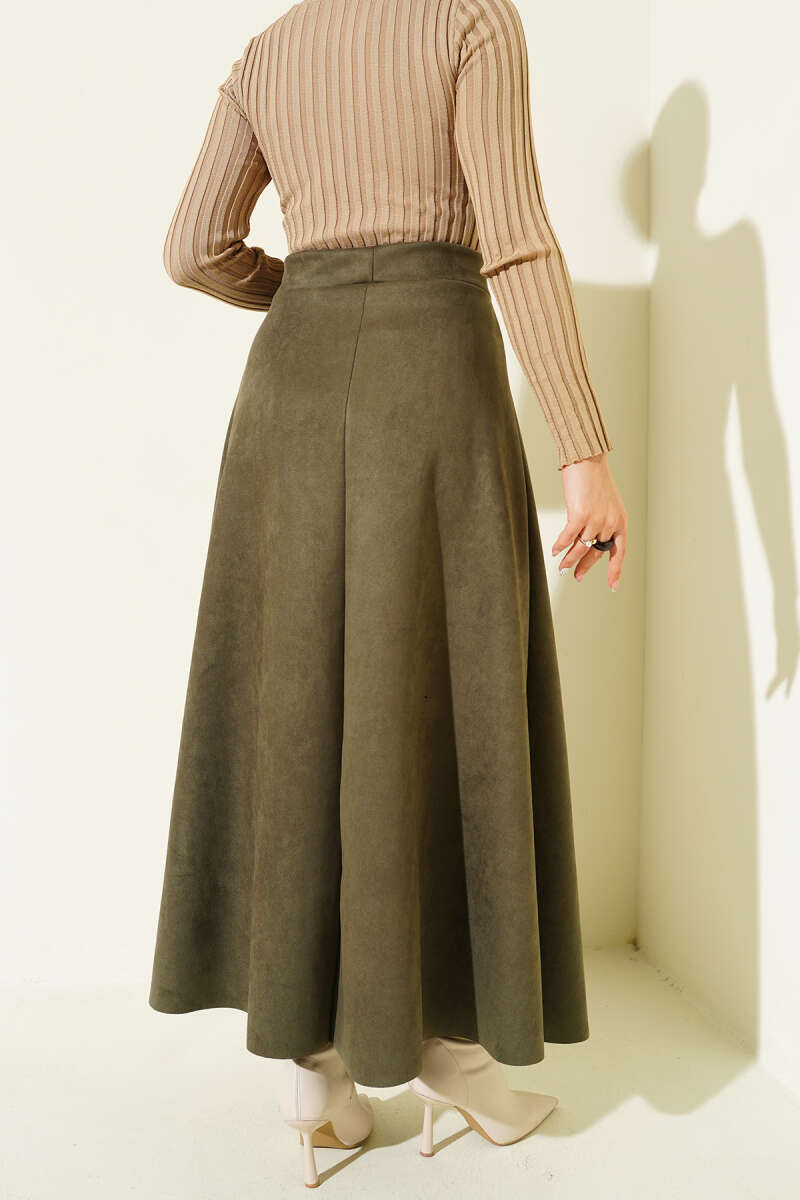 Belted Suede Skirt Khaki – Bild 3
