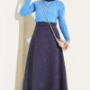 Belted Suede Skirt Navy Blue – Bild 2