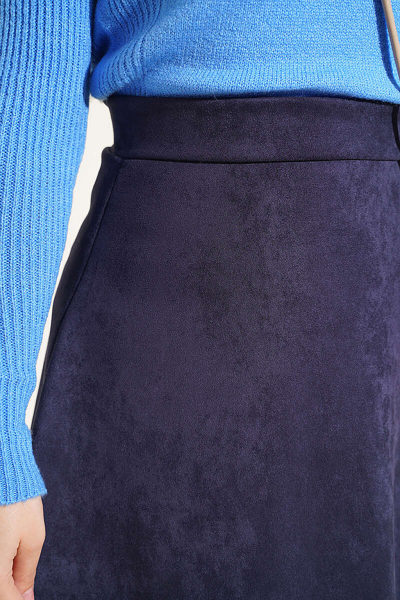 Belted Suede Skirt Navy Blue – Bild 4