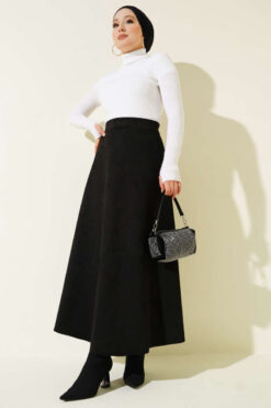 Alternative view of Belted Suede Skirt Black