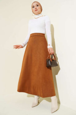 Alternative view of Belted Suede Skirt Tan