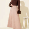 Belted Suede Flared Skirt Beige - الصورة 2