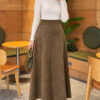 Belted Suede Flared Skirt Khaki - immagine 2