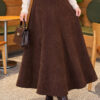 Belted Suede Flared Skirt Brown