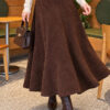 Belted Suede Flared Skirt Brown – Image 3