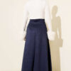 Belted Suede Flared Skirt Navy Blue - Image 3