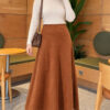 Belted Suede Flared Skirt Tan - Imagen 2