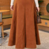 Belted Suede Flared Skirt Tan - Imagen 4