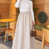 Elastic Waist Terikoton Skirt Beige – Image 2