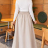 Elastic Waist Terikoton Skirt Beige – Image 4