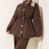 Elastic Waist Star Gold Button Two-Piece Set Brown - Afbeelding 2