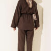 Elastic Waist Star Gold Button Two-Piece Set Brown - Afbeelding 3