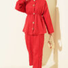 Elastic Waist Star Gold Button Two-Piece Set Red