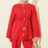 Elastic Waist Star Gold Button Two-Piece Set Red - Afbeelding 2