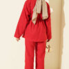 Elastic Waist Star Gold Button Two-Piece Set Red - Afbeelding 3