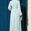 Belted Embellished Gathered Evening Dress Aqua Green - Afbeelding 3