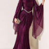 Waist-Accented Draped Evening Gown Purple