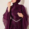 Waist-Accented Draped Evening Gown Purple - Image 2