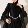 Waist-Accented Draped Evening Gown Black - Afbeelding 2