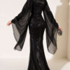 Waist-Accented Draped Evening Gown Black - Afbeelding 3